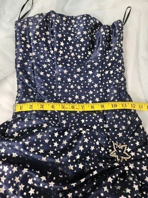 VTG Jessica McClintock Gunne Sax Dress Metallic Star Strapless Bubble Mini Sz 5 - Thumbnail 8