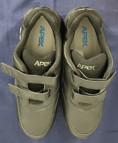 Apex Men's Leather Walking Shoe Hook & Loop Closure 11.5 Extra Wide - Thumbnail 4