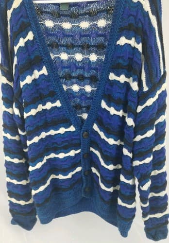 ETCHINGS 1C Men's Medium Cardigan Sweater 90's 3d Hip hop Cosby style - Thumbnail 2