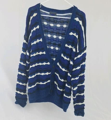 ETCHINGS 1C Men's Medium Cardigan Sweater 90's 3d Hip hop Cosby style
