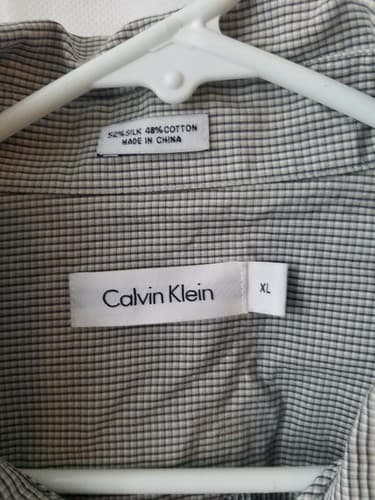 CALVIN KLEIN Mens Silk Blend Button Up Dress Shirt size XL - Thumbnail 2