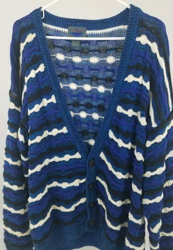 ETCHINGS 1C Men's Medium Cardigan Sweater 90's 3d Hip hop Cosby style - Thumbnail 3