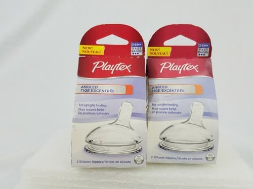 4 TOTAL PLAYTEX 3-6M+ FAST FLOW ANGLED SILICONE NIPPLES ~ New