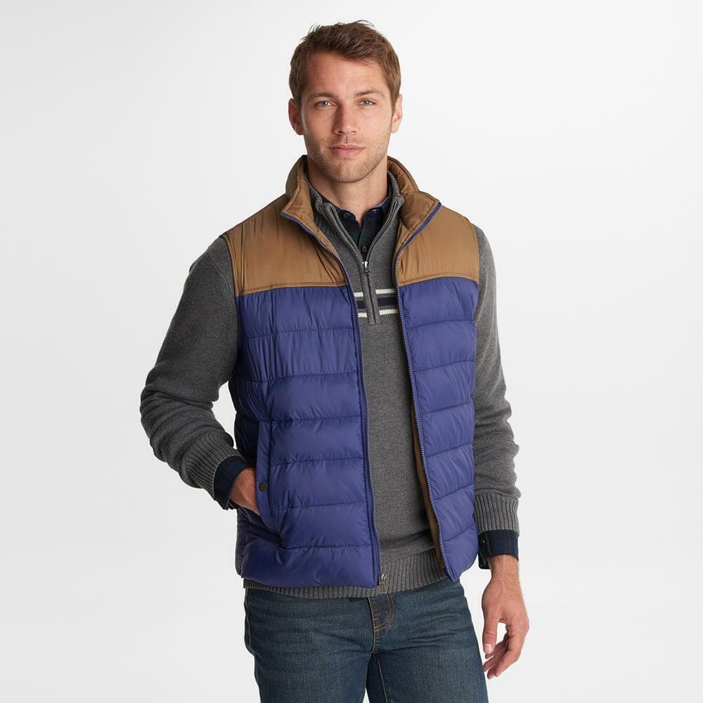 G. H. Bass Co. Brown and Blue Colorblock puffer vest XL New with Tags