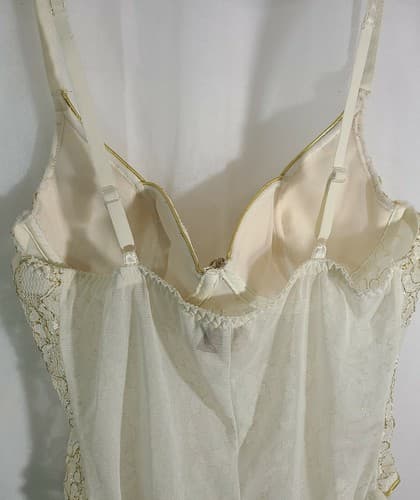 Victorias Secret Gold Label Vintage Sexy Lingerie Bodysuit Gold Ivory Medium - Thumbnail 7