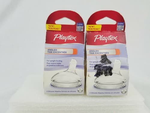 4 TOTAL PLAYTEX 3-6M+ FAST FLOW ANGLED SILICONE NIPPLES ~ New - Thumbnail 2