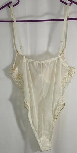 Victorias Secret Gold Label Vintage Sexy Lingerie Bodysuit Gold Ivory Medium - Thumbnail 6