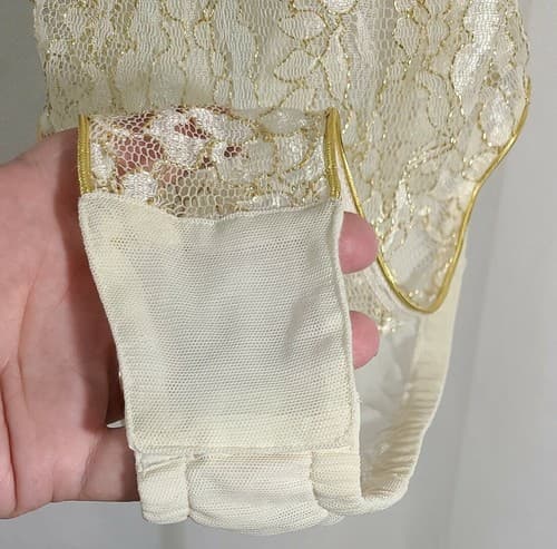 Victorias Secret Gold Label Vintage Sexy Lingerie Bodysuit Gold Ivory Medium - Thumbnail 5