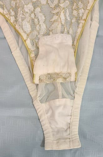 Victorias Secret Gold Label Vintage Sexy Lingerie Bodysuit Gold Ivory Medium - Thumbnail 9