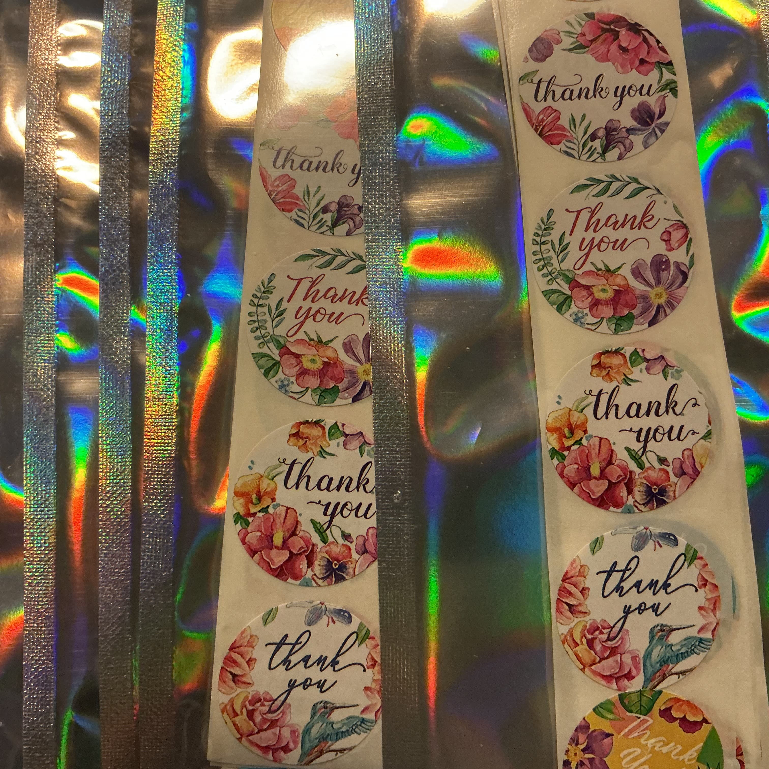 ★ 60 Floral Thank You Stickers | Assorted Boho Flower Seals for Small Business - Thumbnail 2