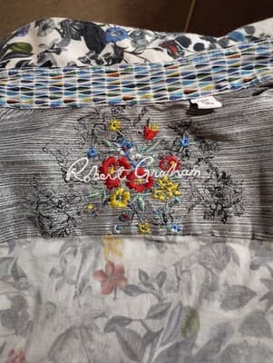 Robert Graham STEVENS Floral Linen Blend Excellent Condition. Size: Medium - Thumbnail 7