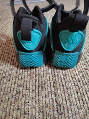 Adidas Kids Ownthegame 3.0 K Shoe Black/ White/ Teal Size 1 - Thumbnail 14