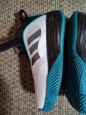 Adidas Kids Ownthegame 3.0 K Shoe Black/ White/ Teal Size 1 - Thumbnail 6