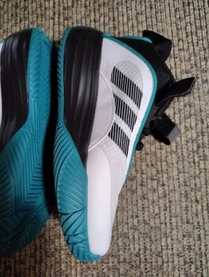 Adidas Kids Ownthegame 3.0 K Shoe Black/ White/ Teal Size 1 - Thumbnail 7