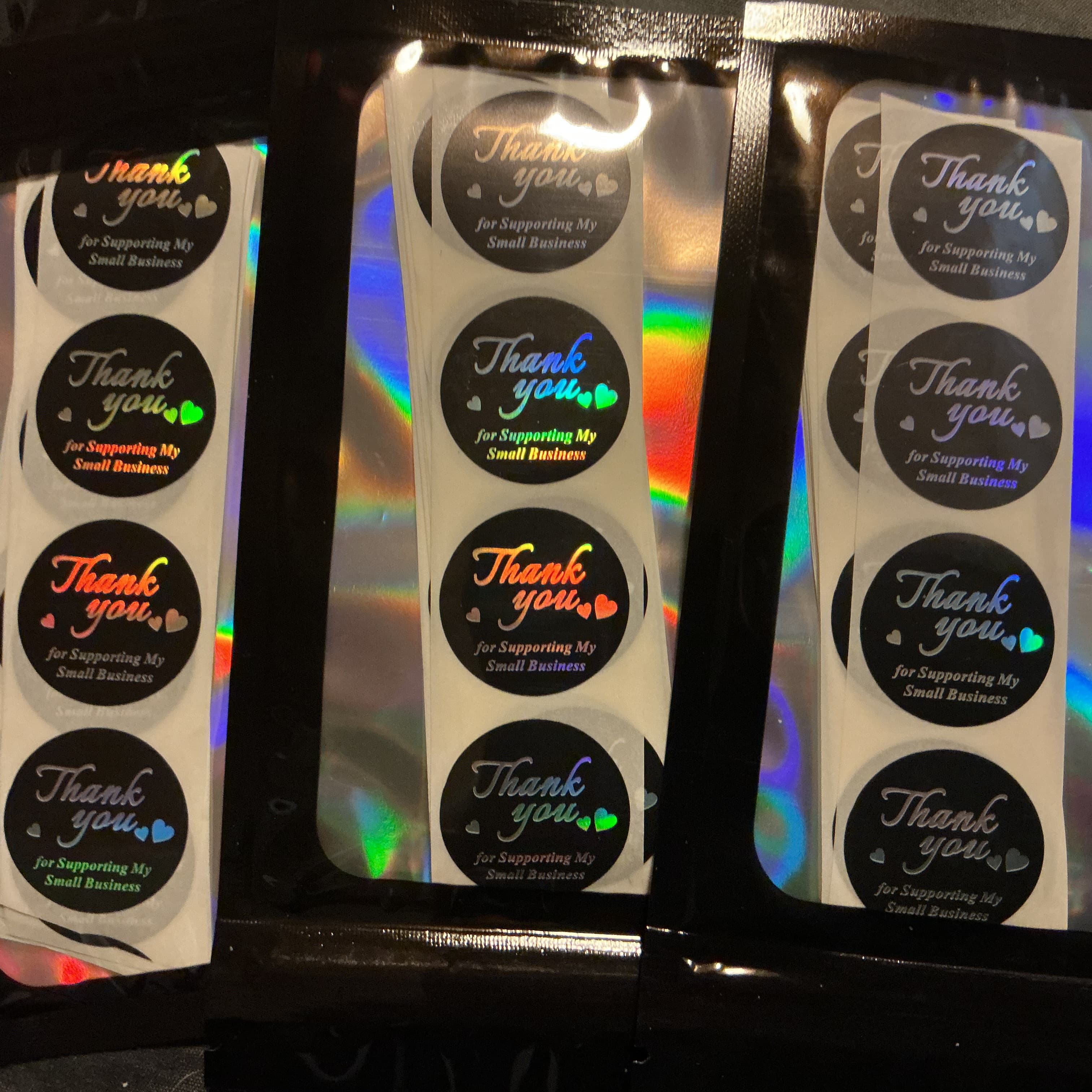 ★ 40 Holographic Thank You Small Business Stickers Round Seals