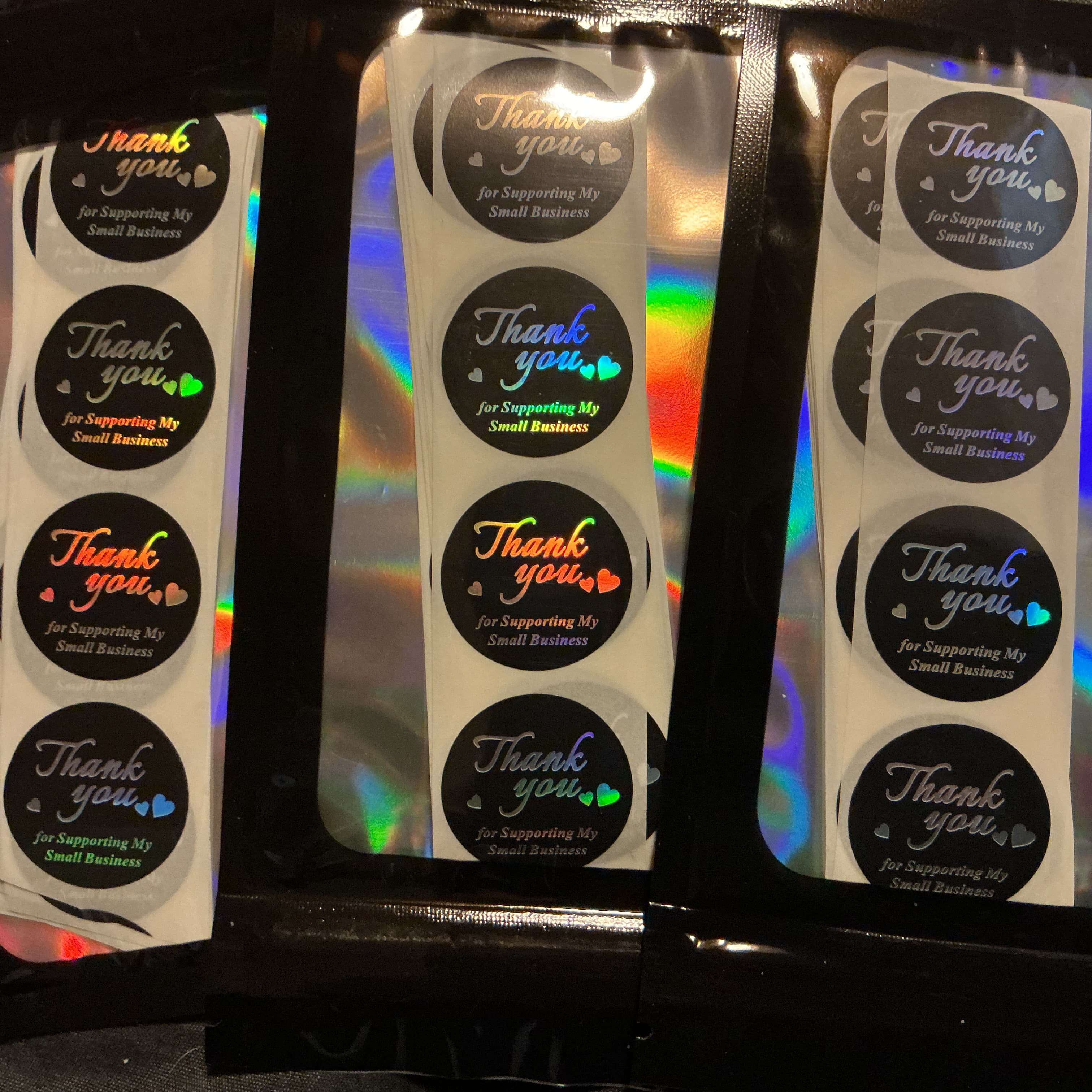 ★ 40 Holographic Thank You Small Business Stickers Round Seals - Thumbnail 2
