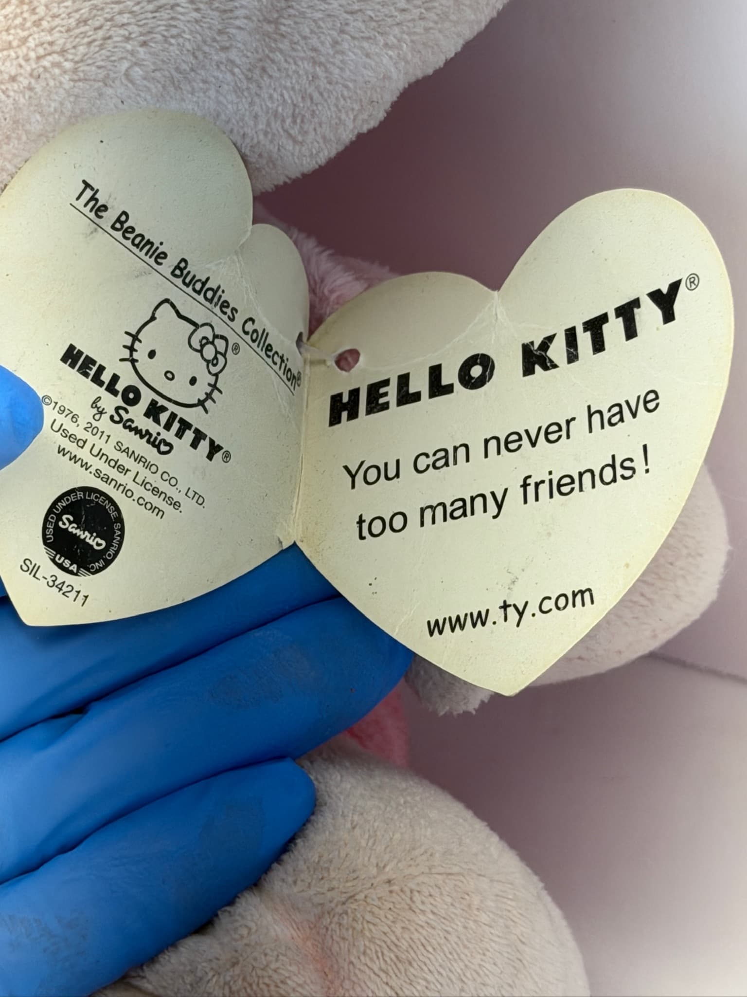 Ty Beanie Buddies Hello Kitty Plush Toy Pink Overalls Storage Location D-4 - Thumbnail 3