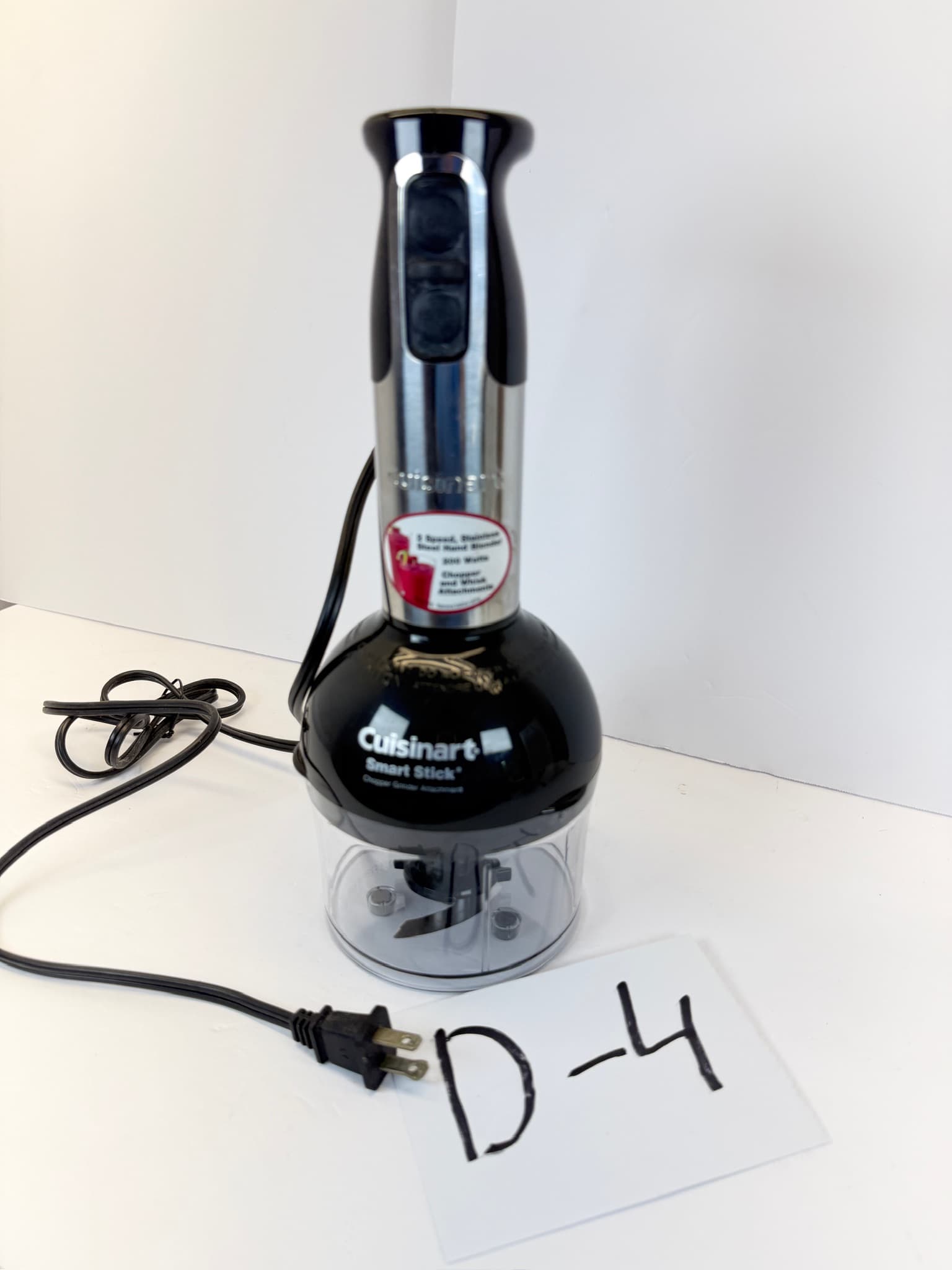 Cuisinart Smart Stick 2-Speed Hand Blender Chopper Attachment D-4