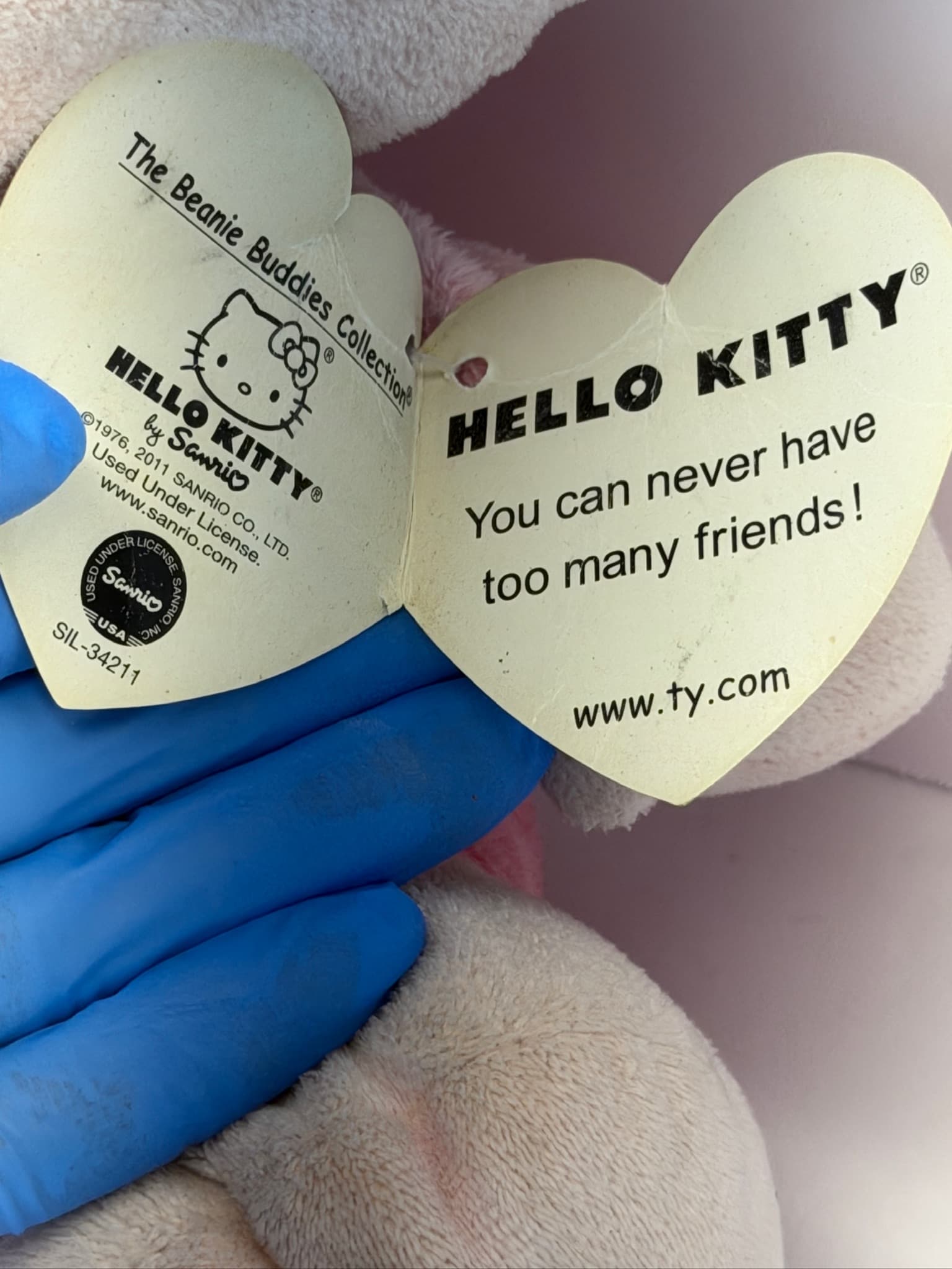 Ty Beanie Buddies Hello Kitty Plush Toy Pink Overalls Storage Location D-4 - Thumbnail 4