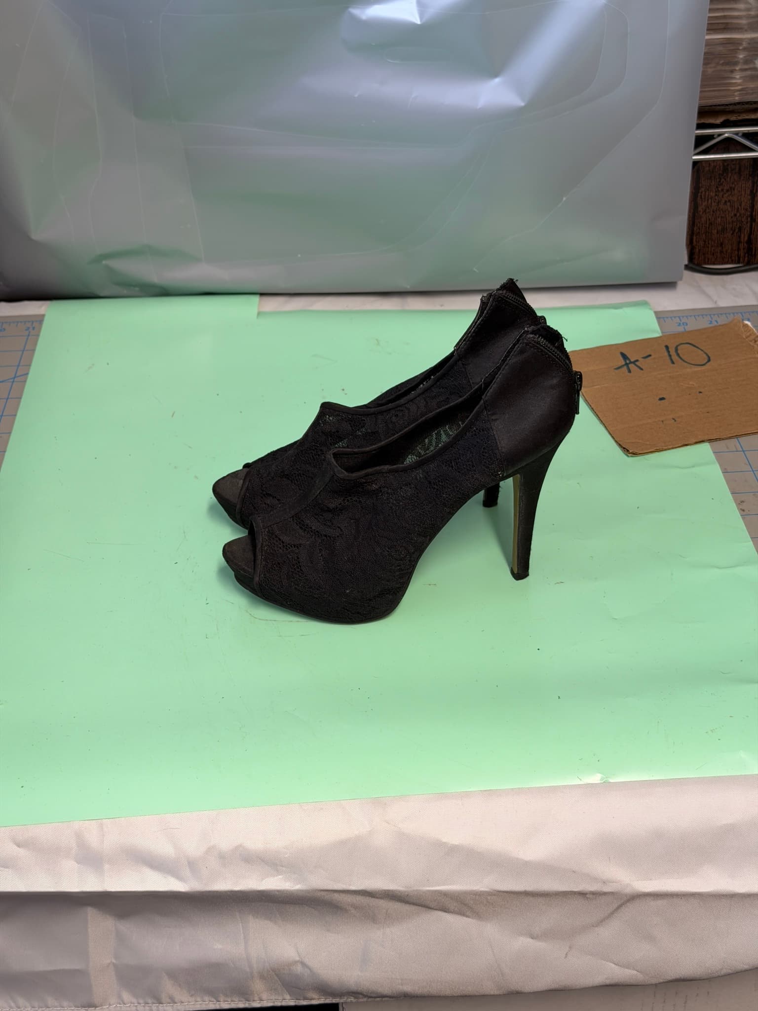ALDO Black Lace Peep-Toe Stiletto Heel Booties Women's Size 38