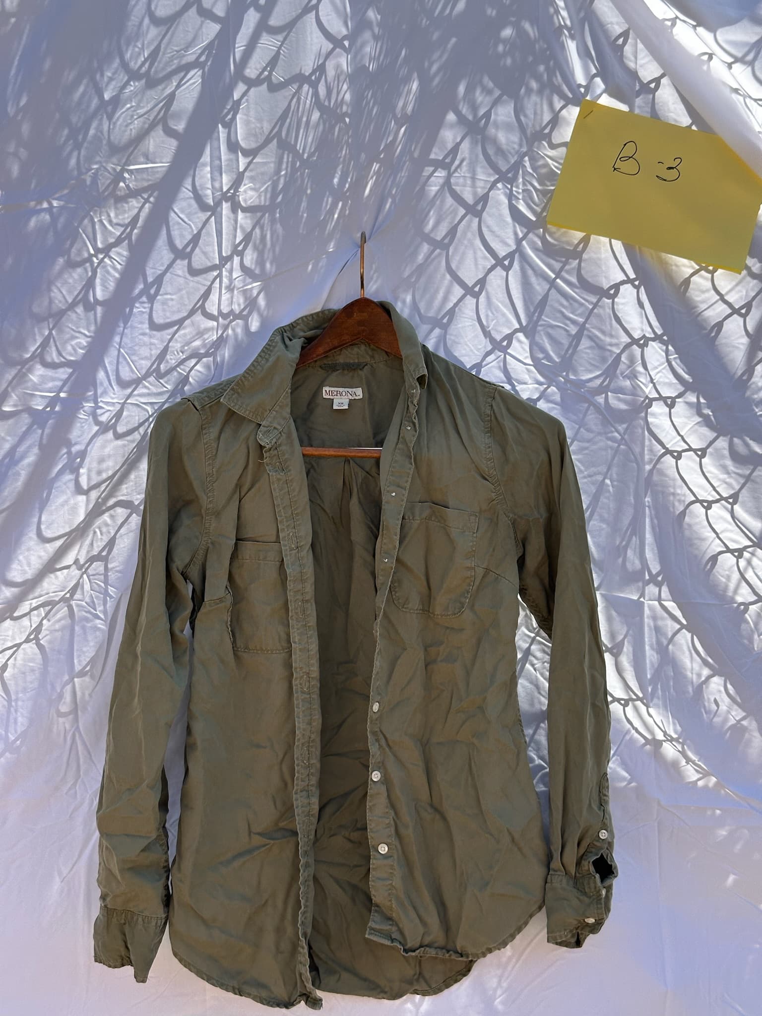 Merona Women's Olive Green Utility Shirt Long Sleeve Button Down Top XS