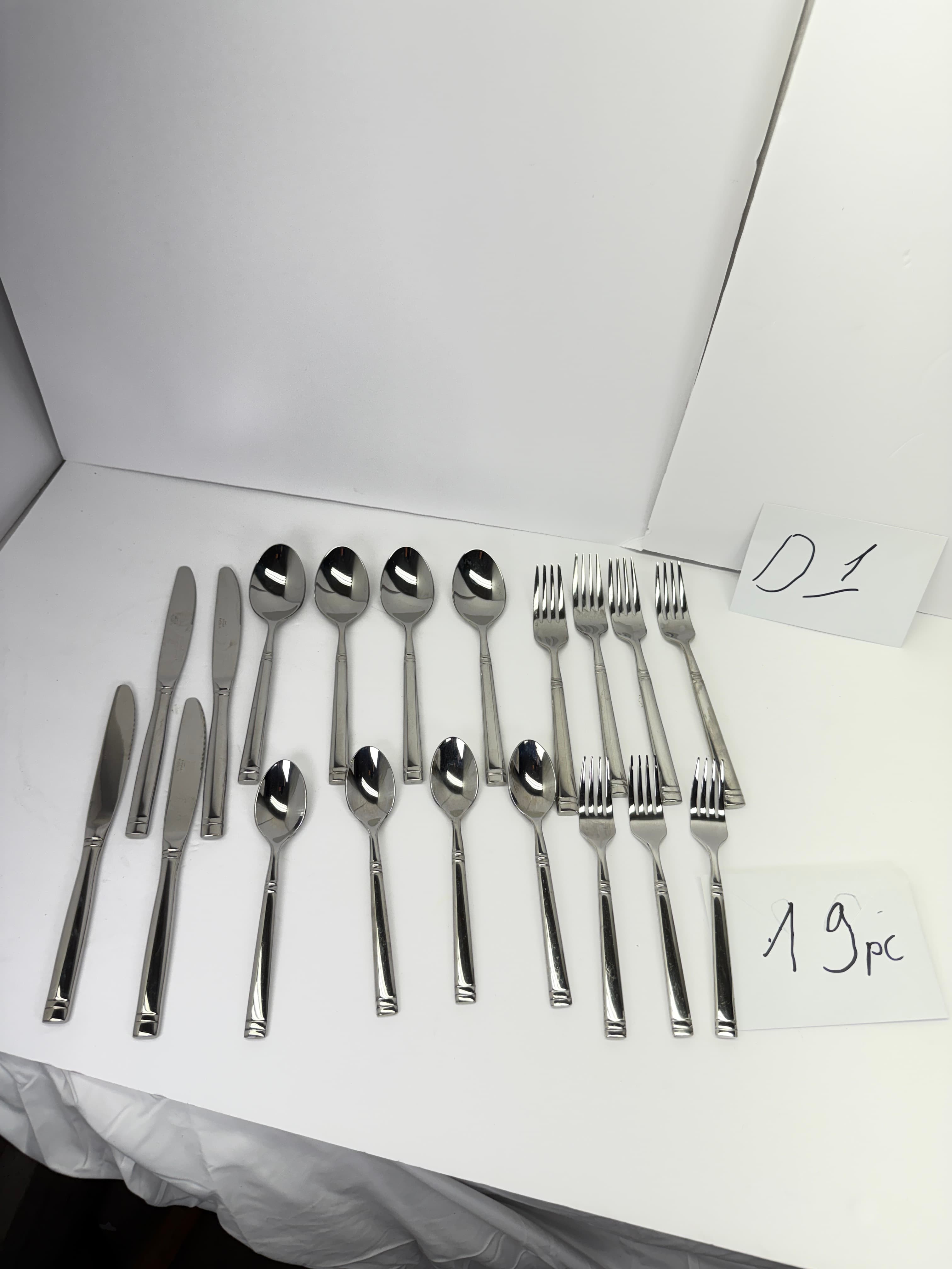 Mikasa Stephanie Stainless Steel Flatware Set 19 Pc Knives Spoons Forks Used