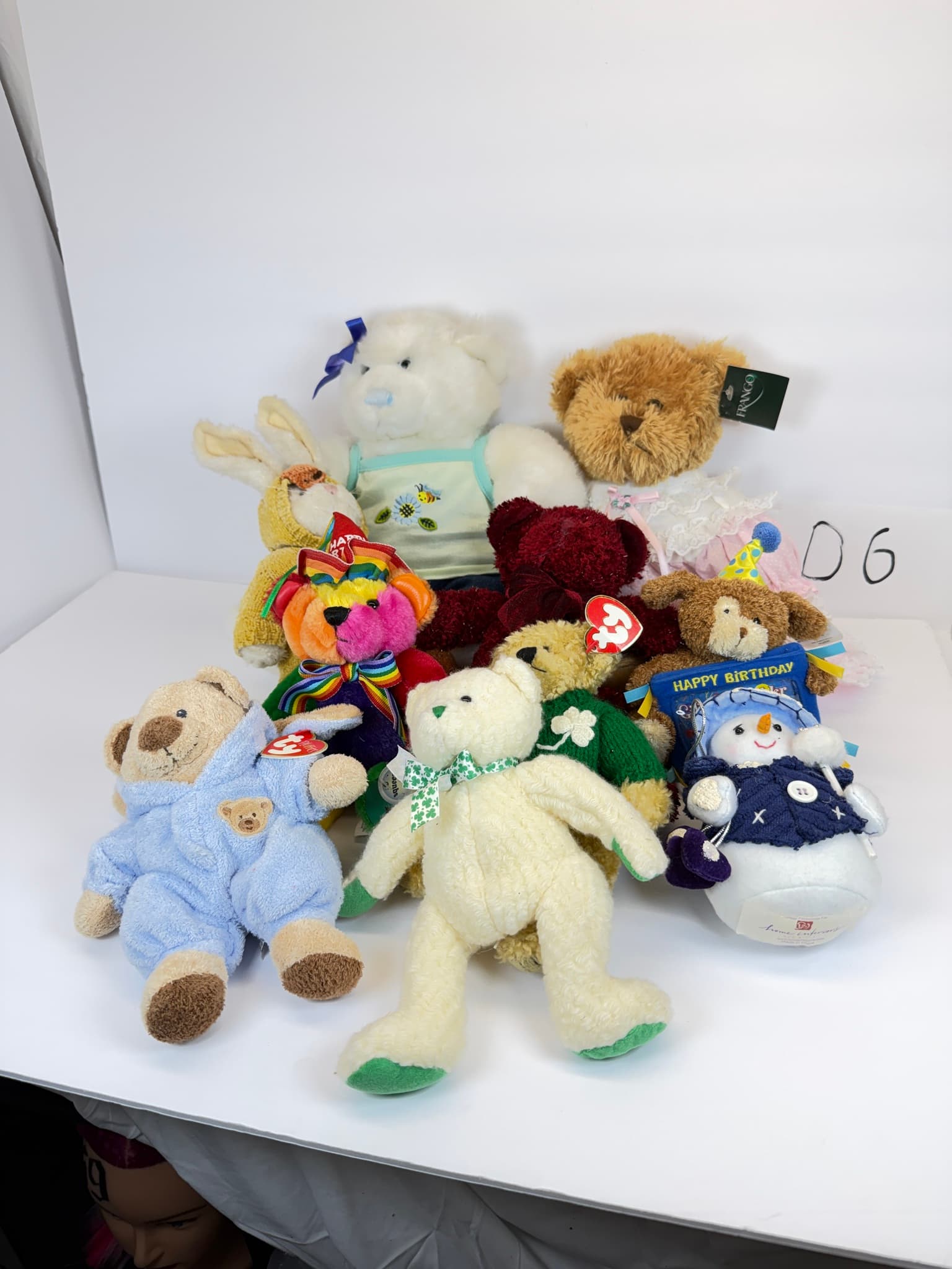 Lot of 10 Assorted Plush Toys Teddy Bears Snowman Bunny Stuffed Animals Used