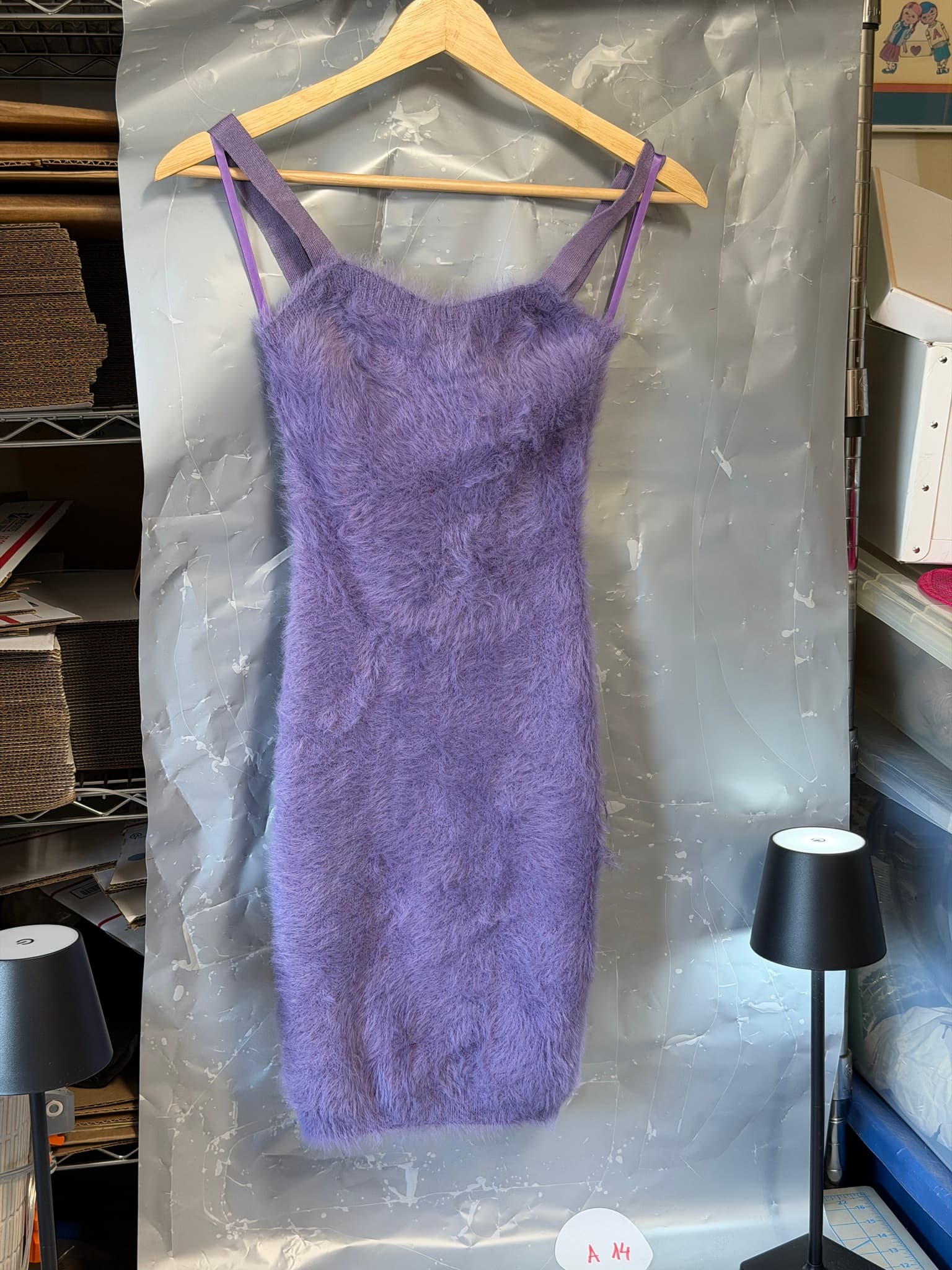 Fabletics Women's Purple Fuzzy Knit Sleeveless Bodycon Dress XS New With Tags