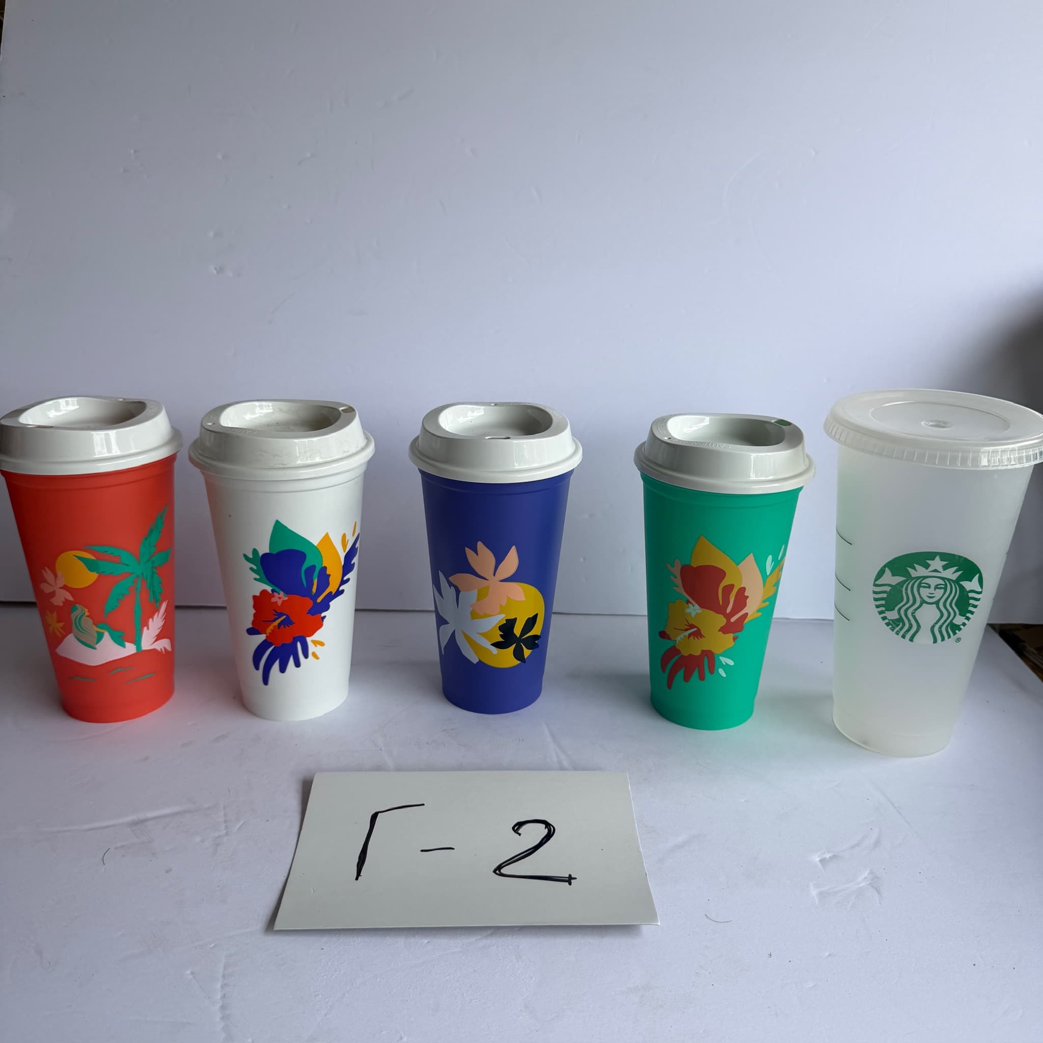 Starbucks Tumbler Cups Lot of 5 Reusable BPA Free 16oz Floral Tropical