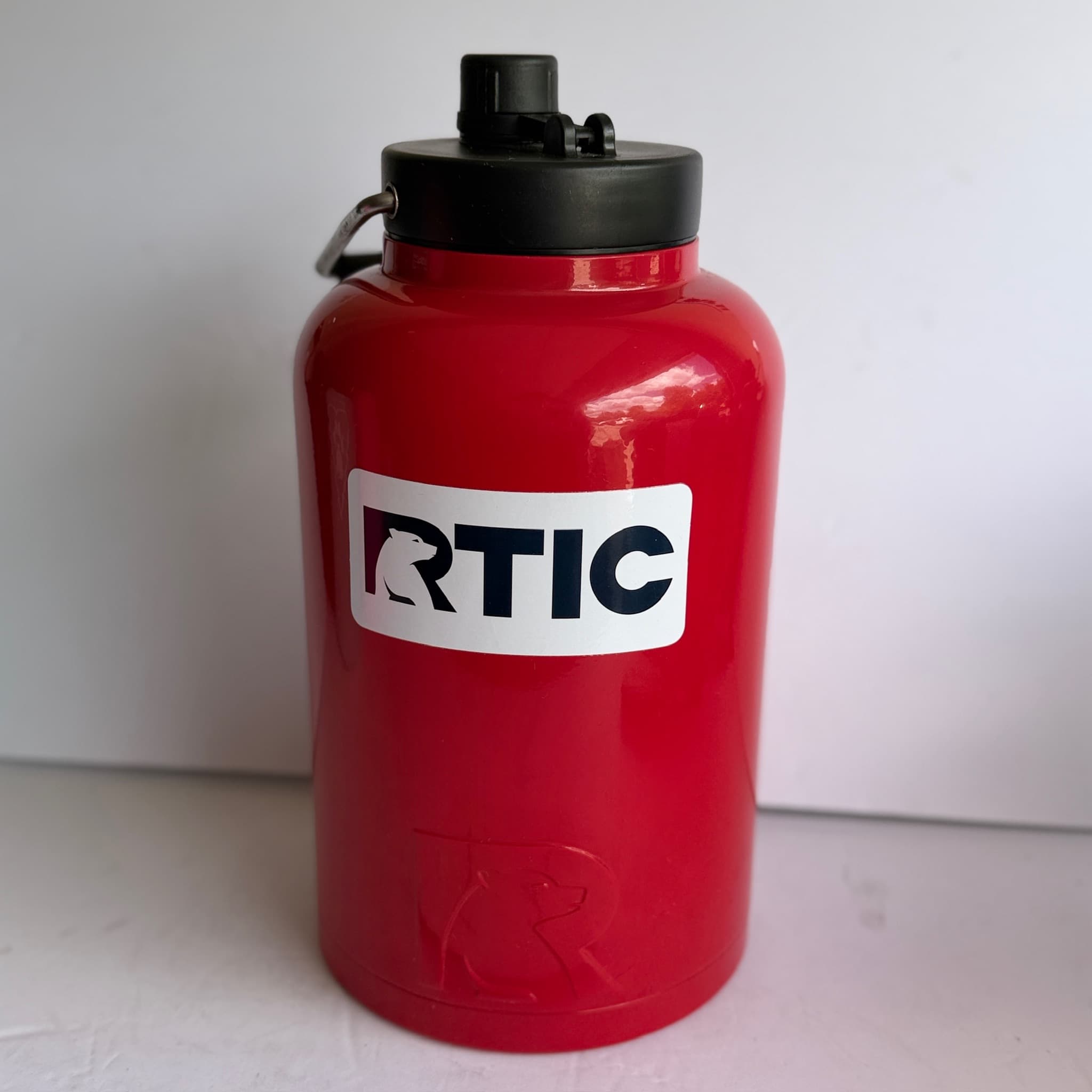 RTIC Red Insulated Water Jug Cooler Bottle 1 Gallon BPA-Free 18/8 Stainless Stee
