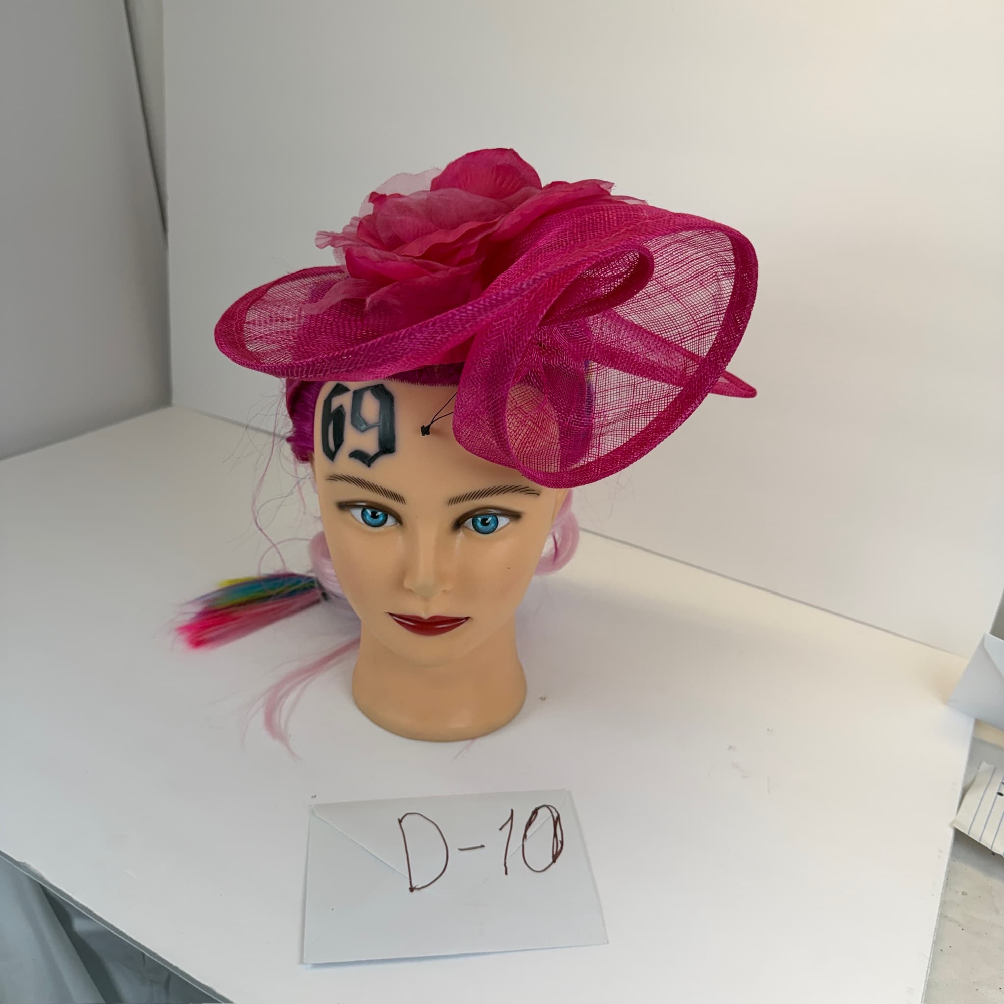 The Hat Hive Fuchsia Sinamay Fascinator Hat w/ Flower & Headband - New w/ Tags