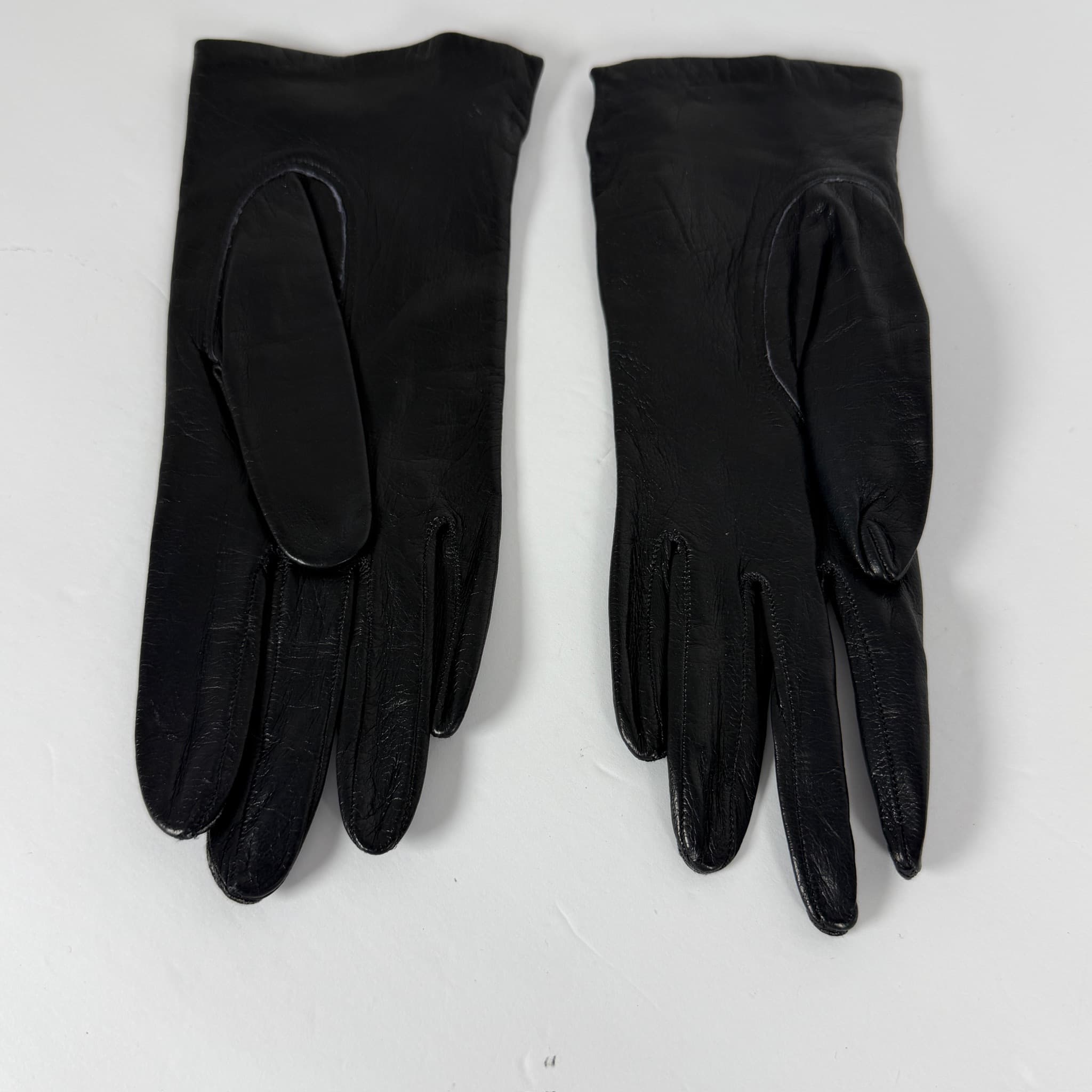 Women's Leather Gloves 100% Silk Lining Dark Brown Size Medium D-10
