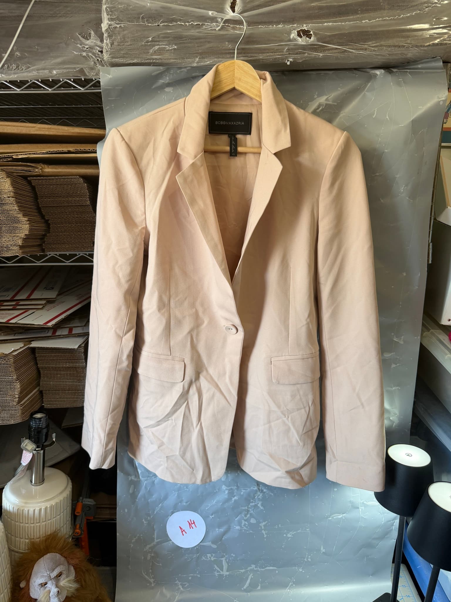 BCBGMAXAZRIA Women's Pink Single Button Blazer Jacket Size XS