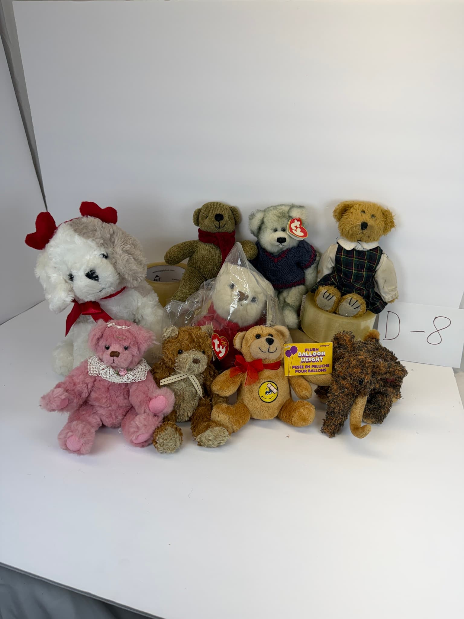Lot of 8 Ty Beanie Babies Plush Stuffed Animals Dog Bears Collectible Toys
