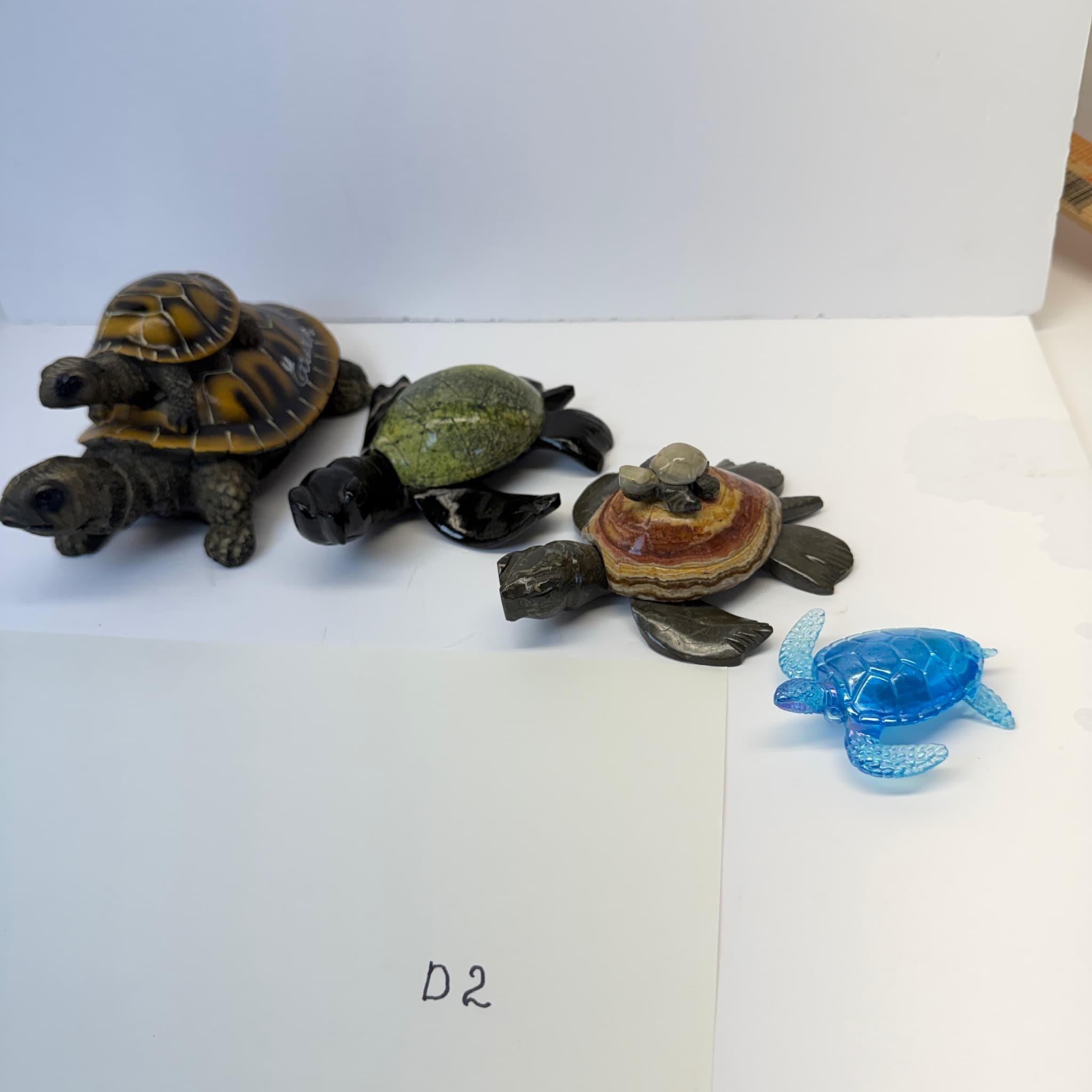 Lot of 4 Turtle Figurines Stone Resin Decorative Ecuador Blue Taiwan