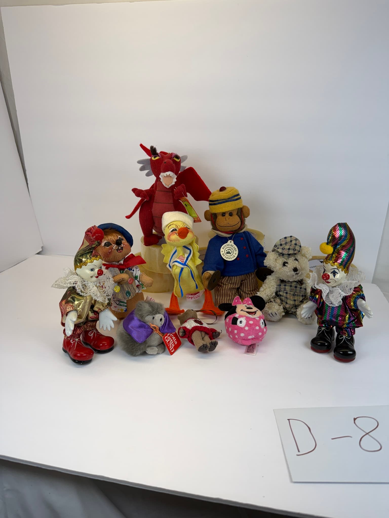 Assorted Plush Toys Collection - Dragon, Duck, Monkey, Bears, Minnie Mouse, Clow