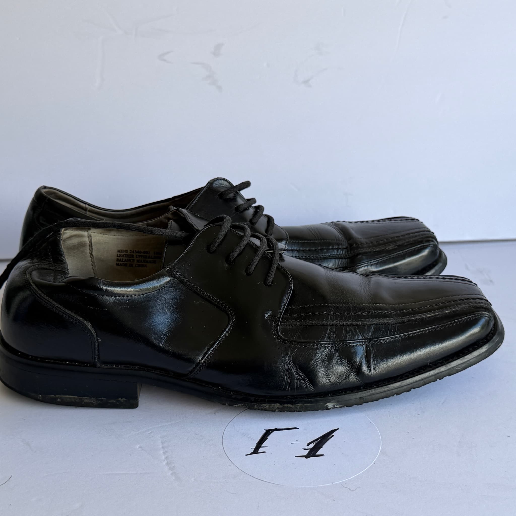 Stacy Adams Men's Black Leather Lace-up Dress Shoes Square Toe Size 10M