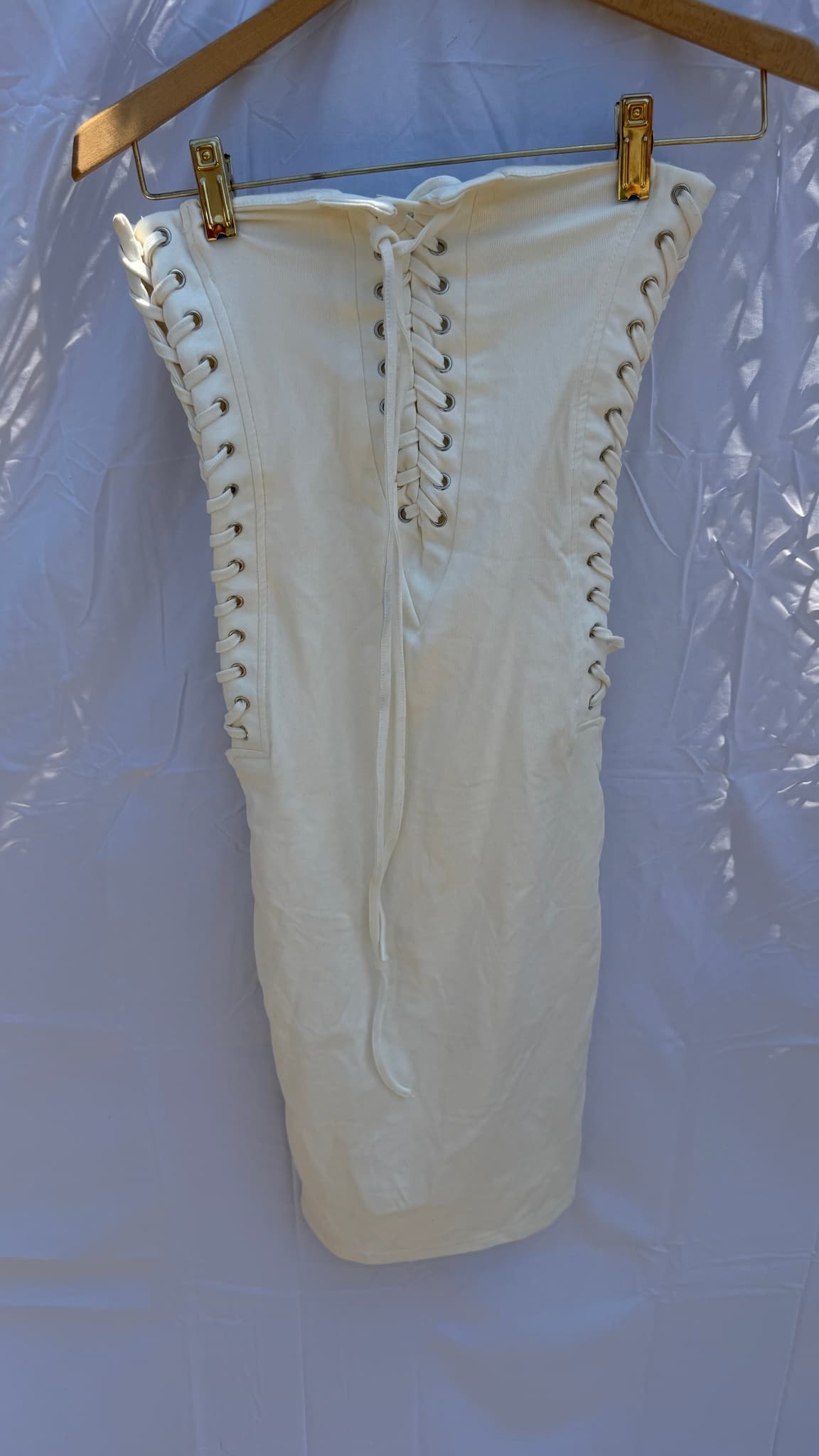 Hot & Delicious White Corset Lace-Up Mini Dress Women's Size S