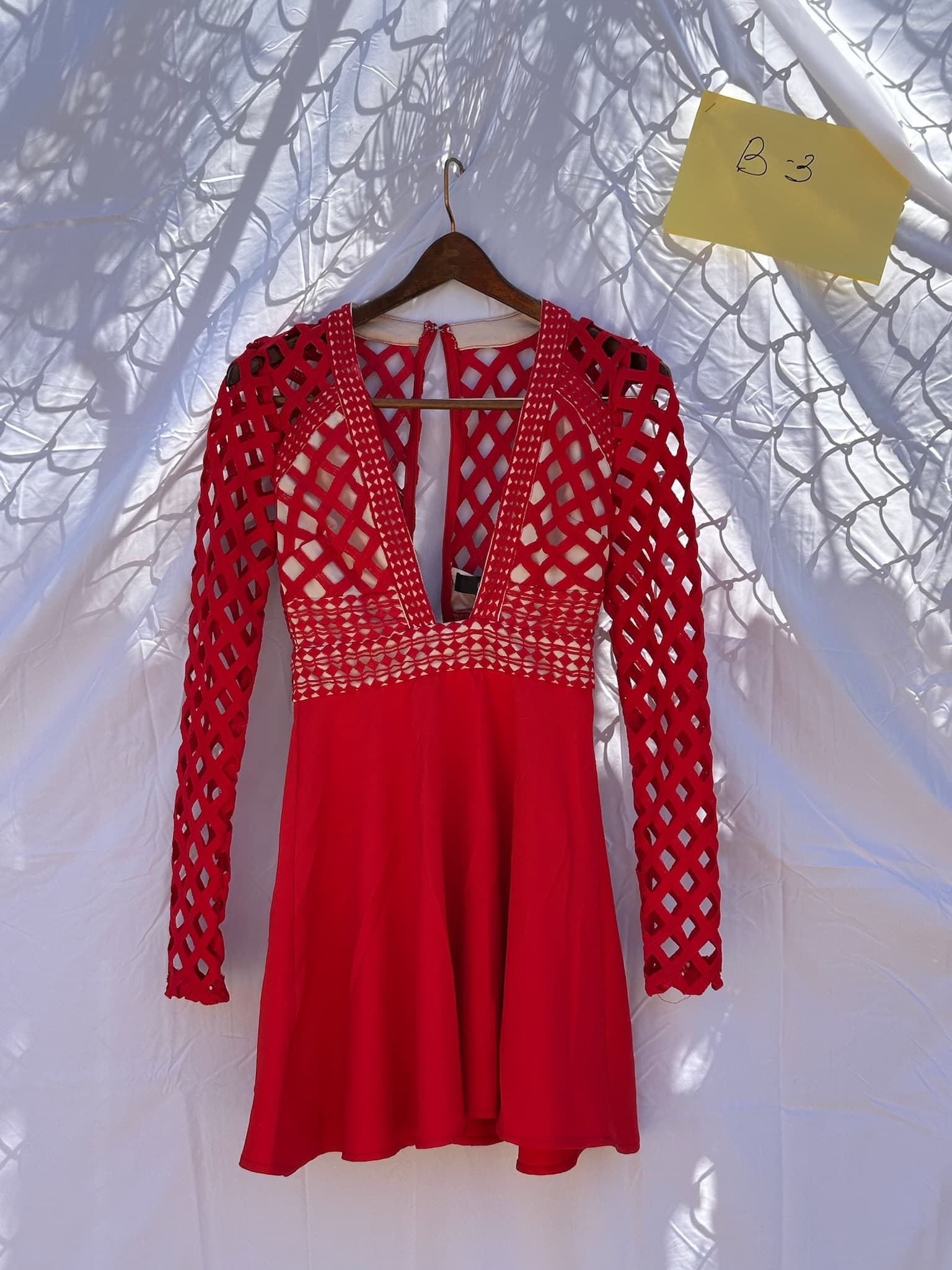 Missguided Red Cut Out Long Sleeve Mini Dress Women's UK 8