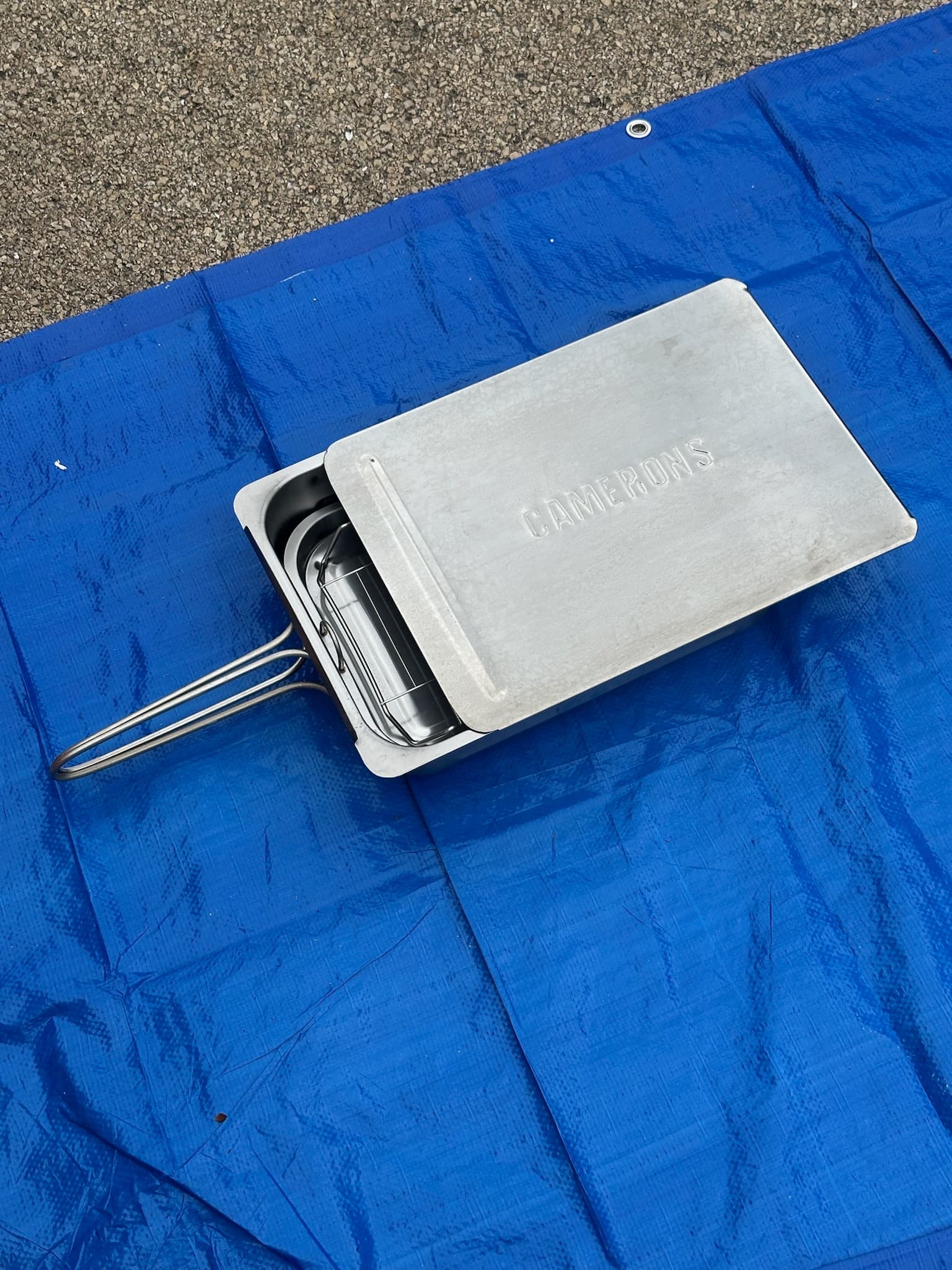 Cameron's Stainless Steel Smoker Box Roasting Pan w/ Rack & Lid - Used Good