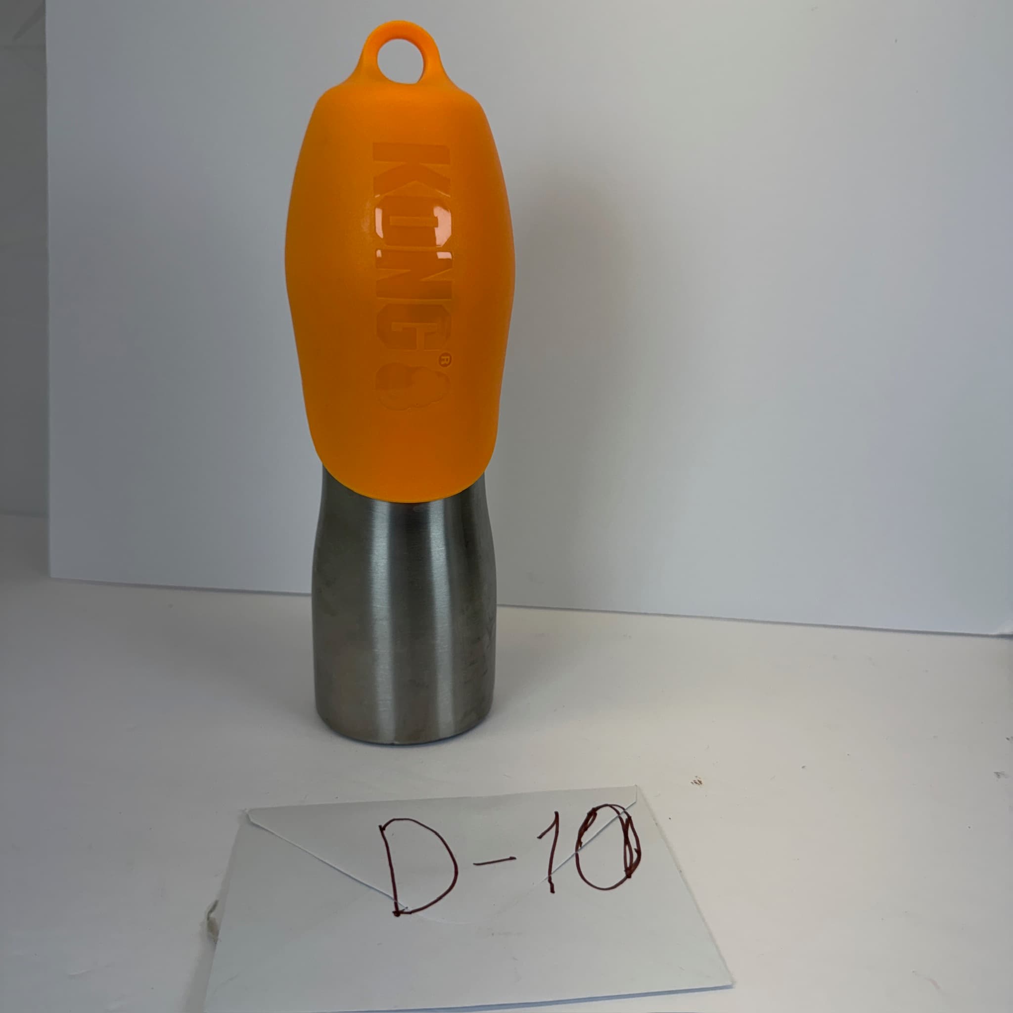Bampz Dog Water Bottle Stainless Steel Orange Silicone Lid Portable Travel D-10
