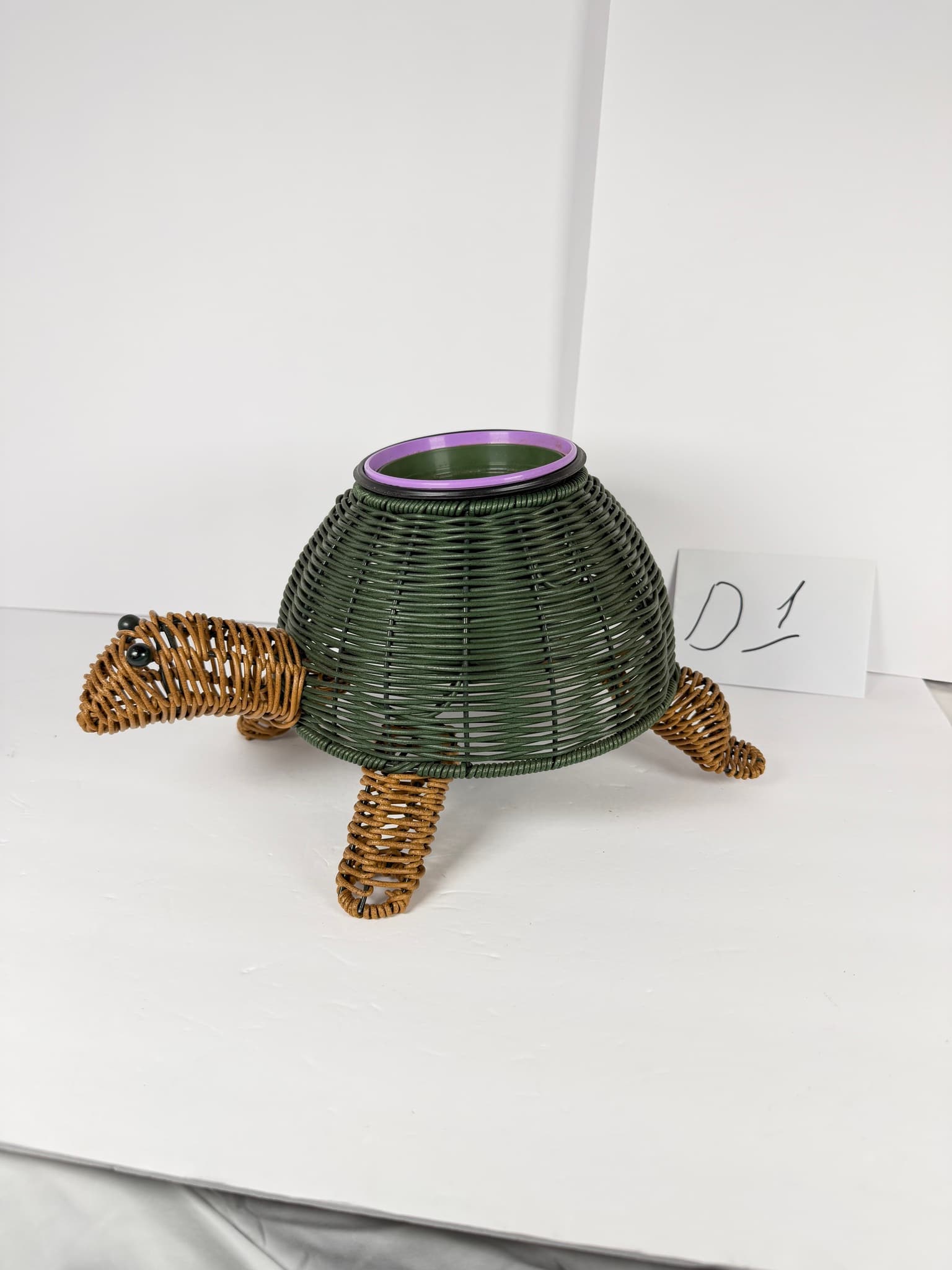 Woven Turtle Planter Holder Decorative Garden Decor
