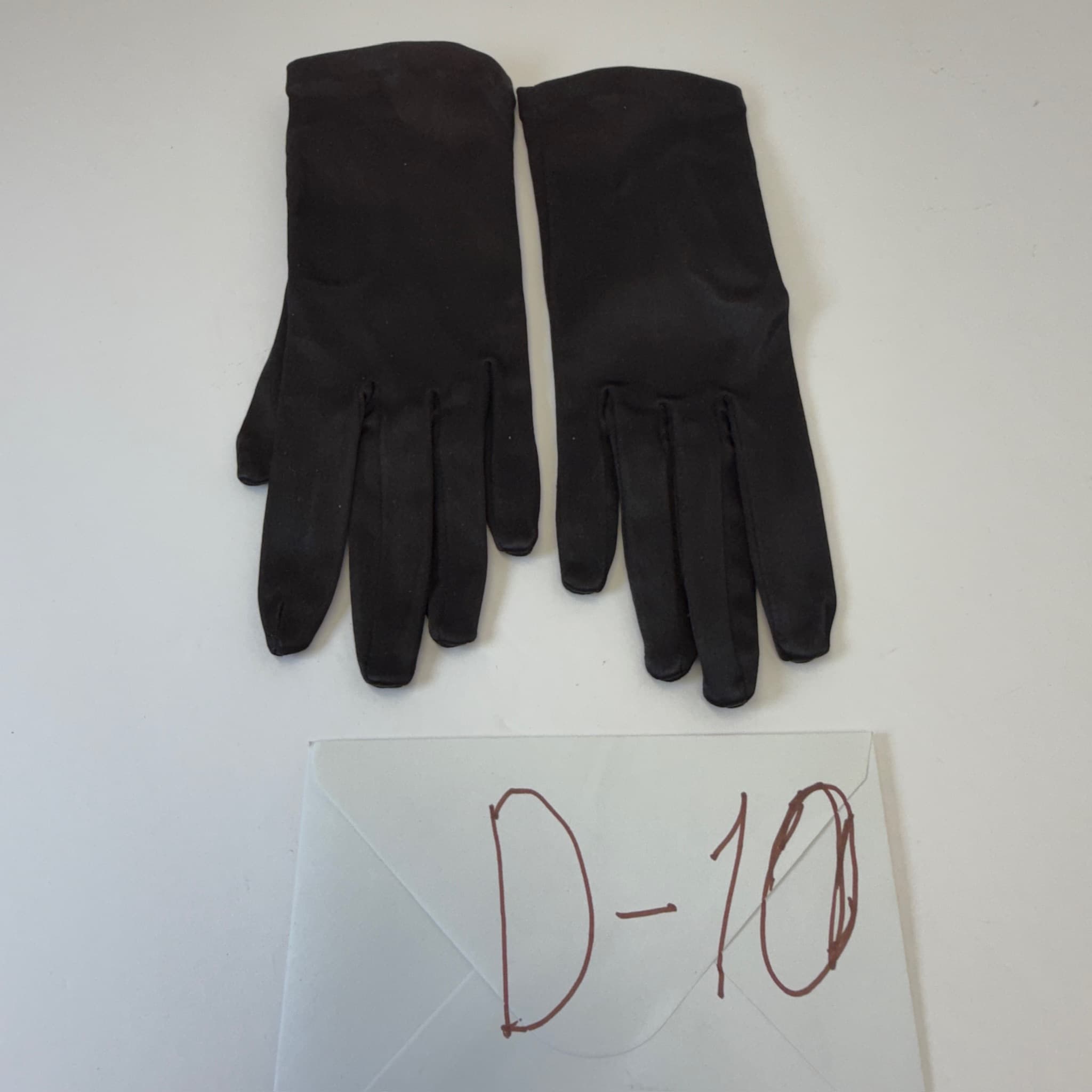 Stretchies Black One Size Gloves Made in France Decorative Button Accent
