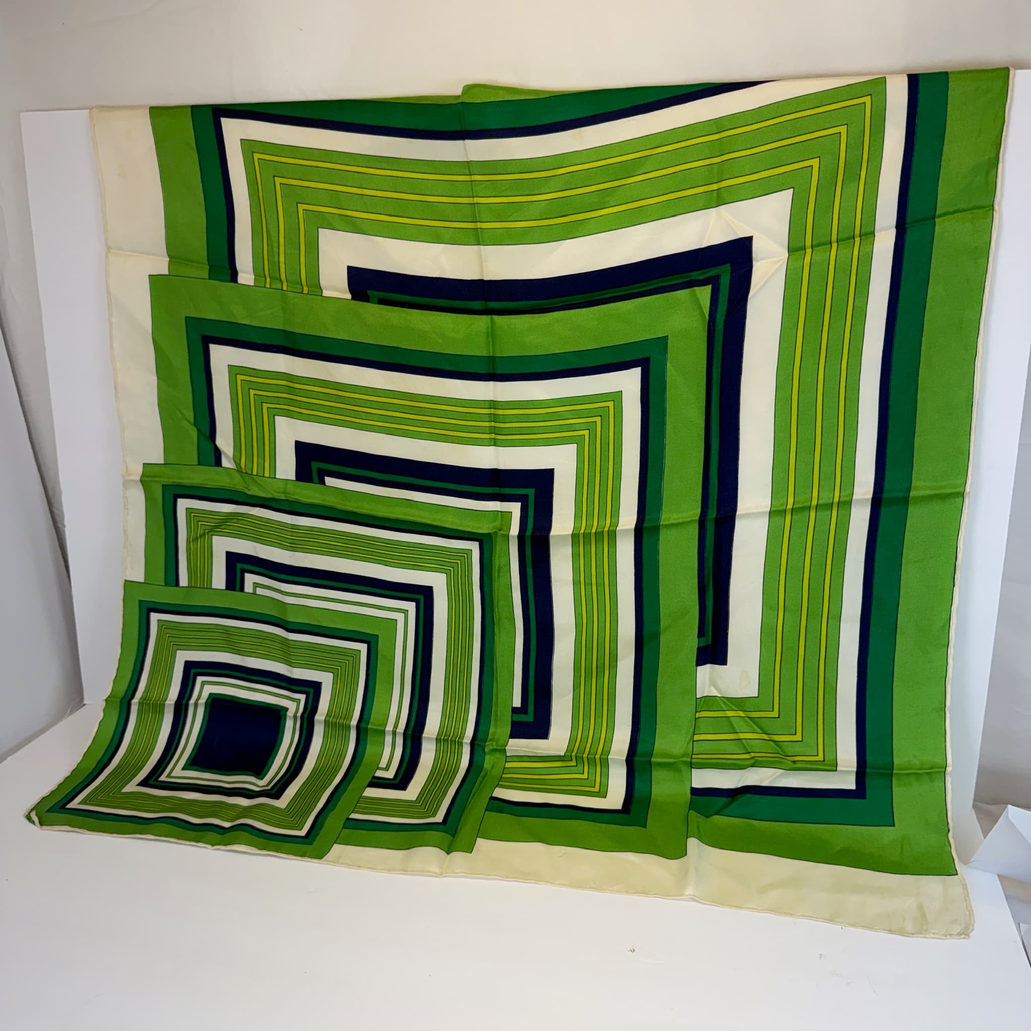 100% Silk Geometric Print Scarf Set Made in Japan Women's Accessory