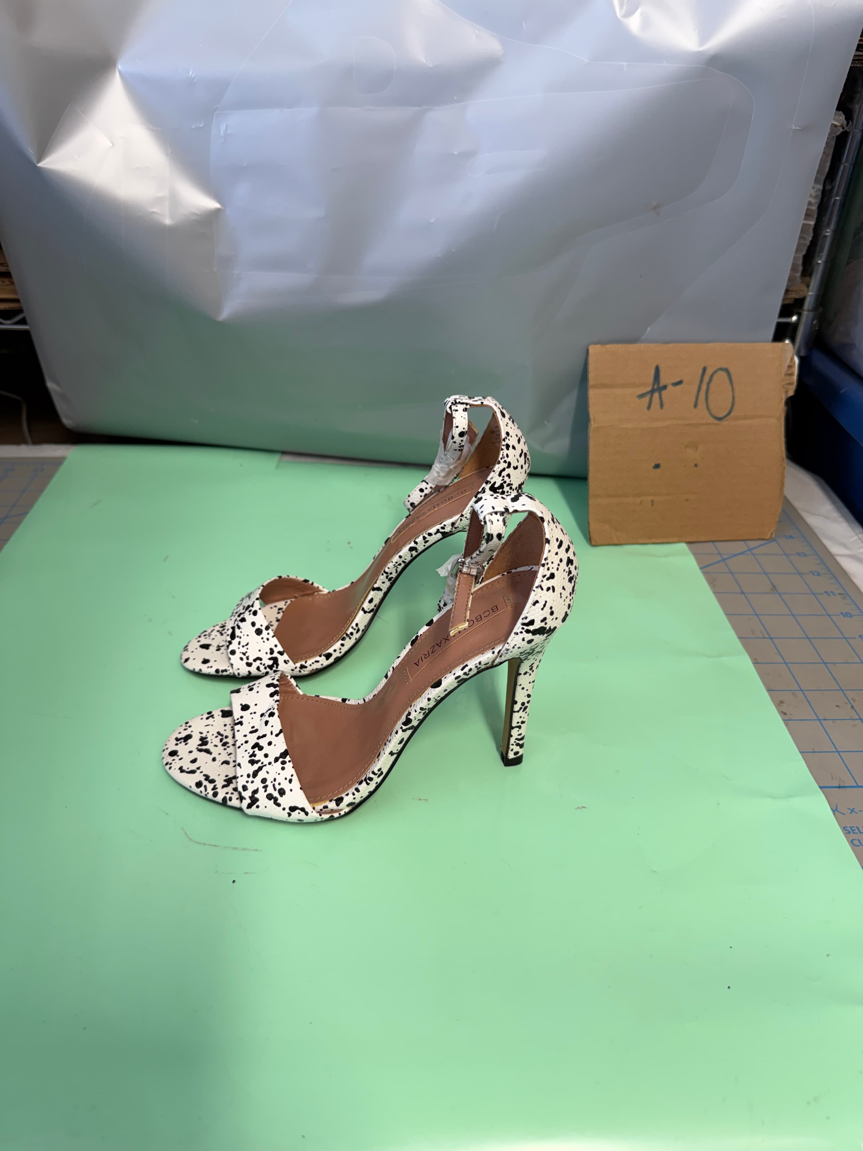 BCBG Max Azria Women's Dalmatian Print Ankle Strap Stiletto Heels Size 8