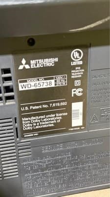 Mitsubishi 65” DLP Rear Projection TV WD-65738 Tested Works - Thumbnail 6