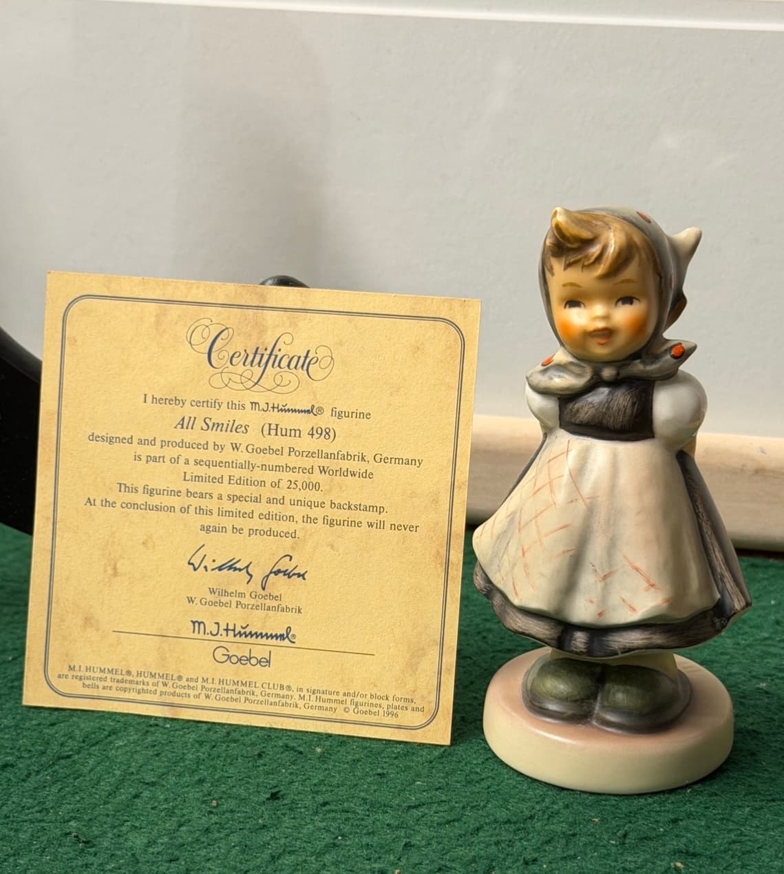 Hummel All Smiles (Hum 498) Figurine w/ Certificate - Limited Edition 25,000