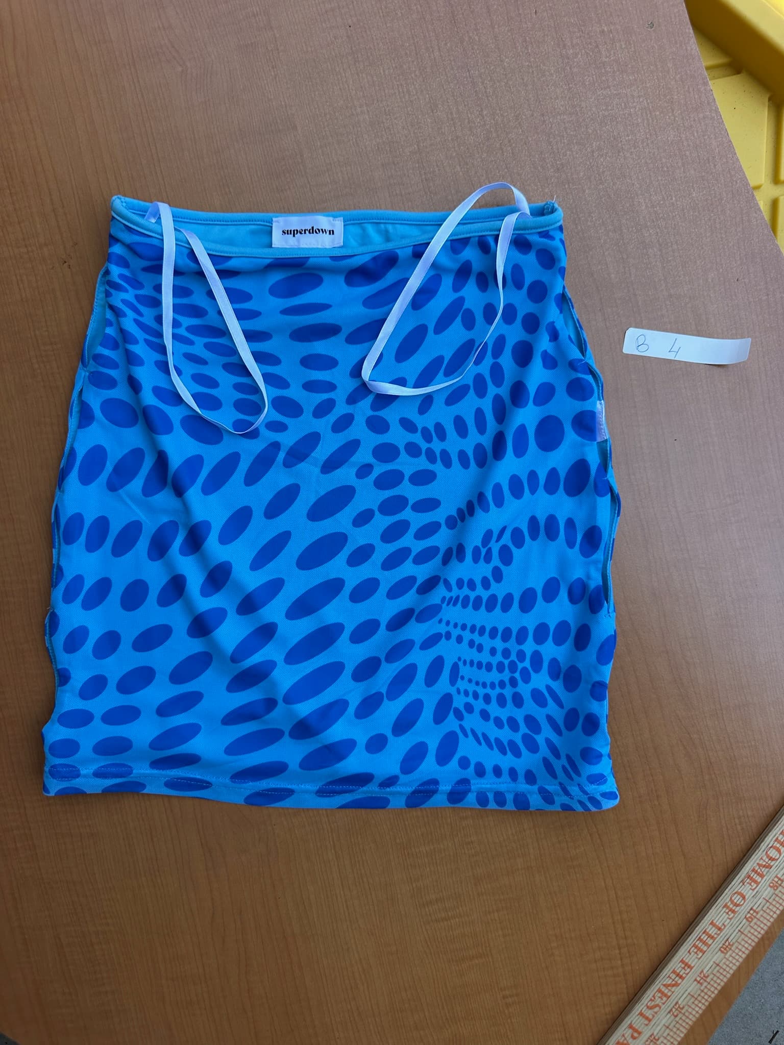Revolve Superdown Blue Abstract Dot Ruched Mini Skirt Womens XS