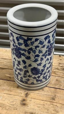 Williams Sonoma Blue White Ceramic Floral Planter Vase 16” Tall - Thumbnail 4