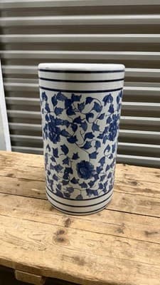 Williams Sonoma Blue White Ceramic Floral Planter Vase 16” Tall - Thumbnail 3